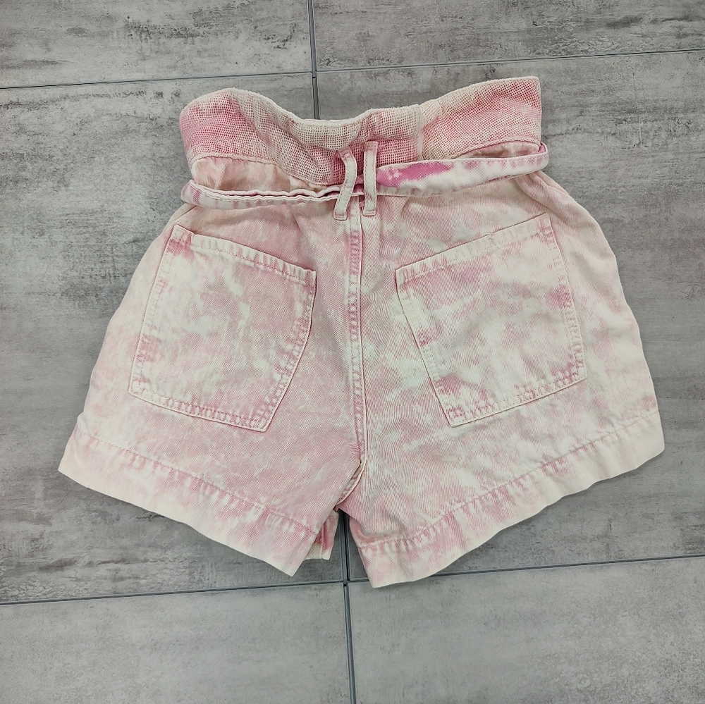 Free People Women's Olivia Pink Acid Wash Distressed Paper bag Shorts Size 27 - Picture 7 of 11